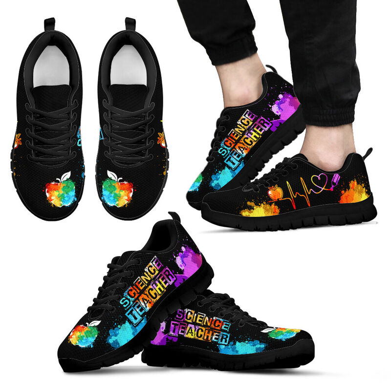 Science Teacher  Art-heartbeat Sneakers, Runni- Love Sneakers
