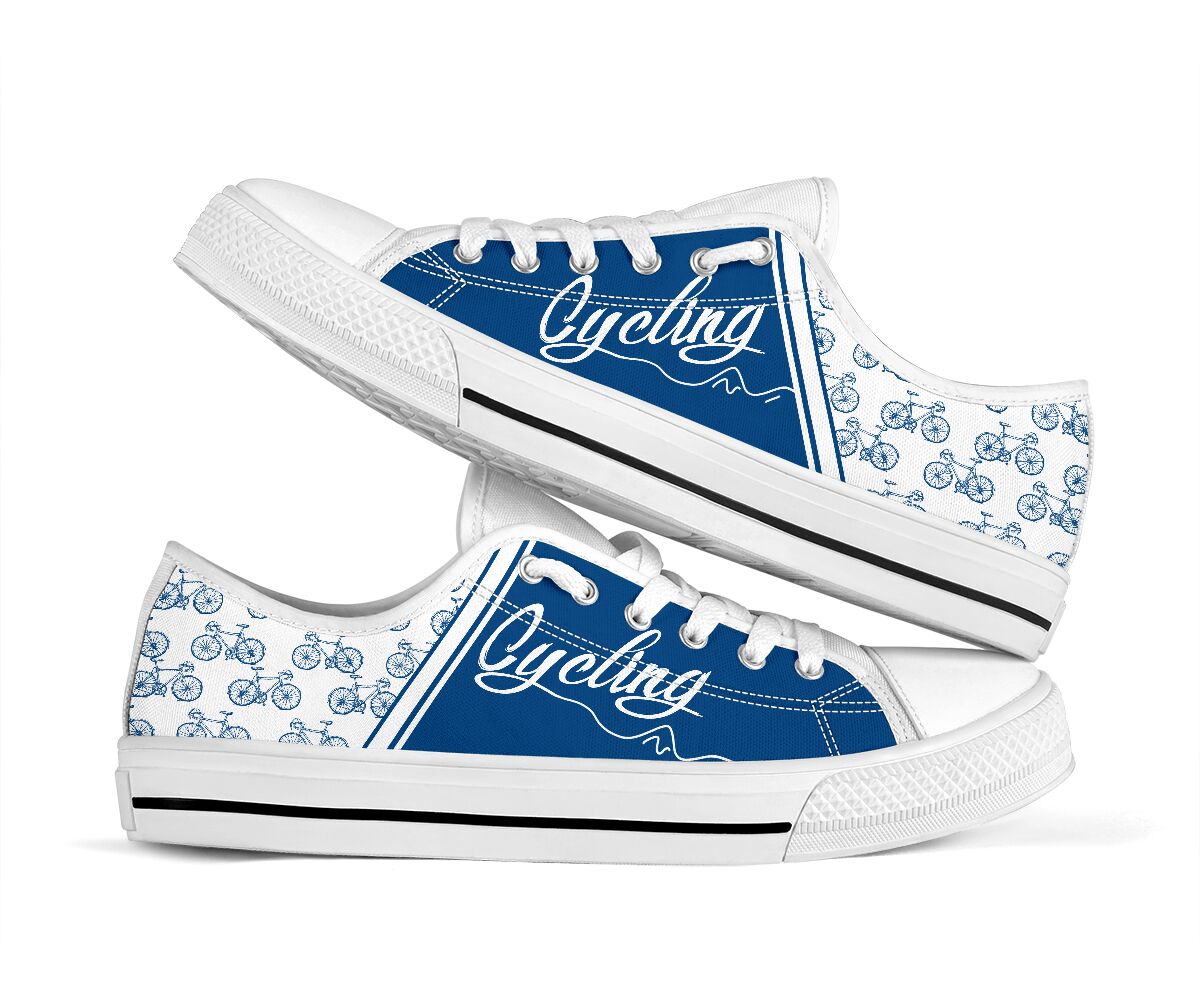 Cycling Blue Pattern- Low Top Shoe - Love Love Top Shoes