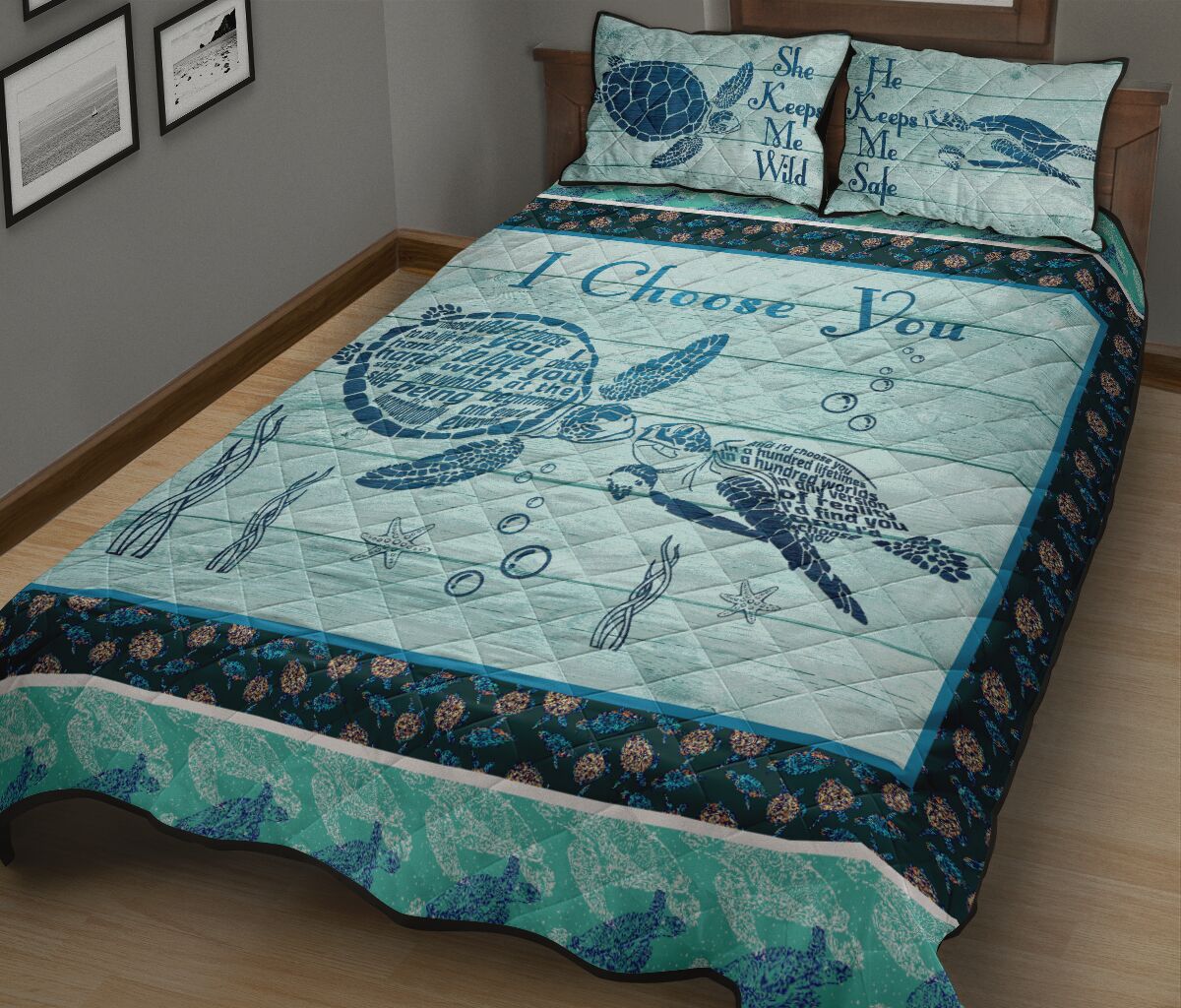 Turte Quote Style Quilt Bed Set- Love Quilt Bedding Set