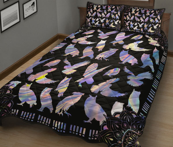 Owl Hologram Style Quilt Bed Set - Love Quilt Bedding Set