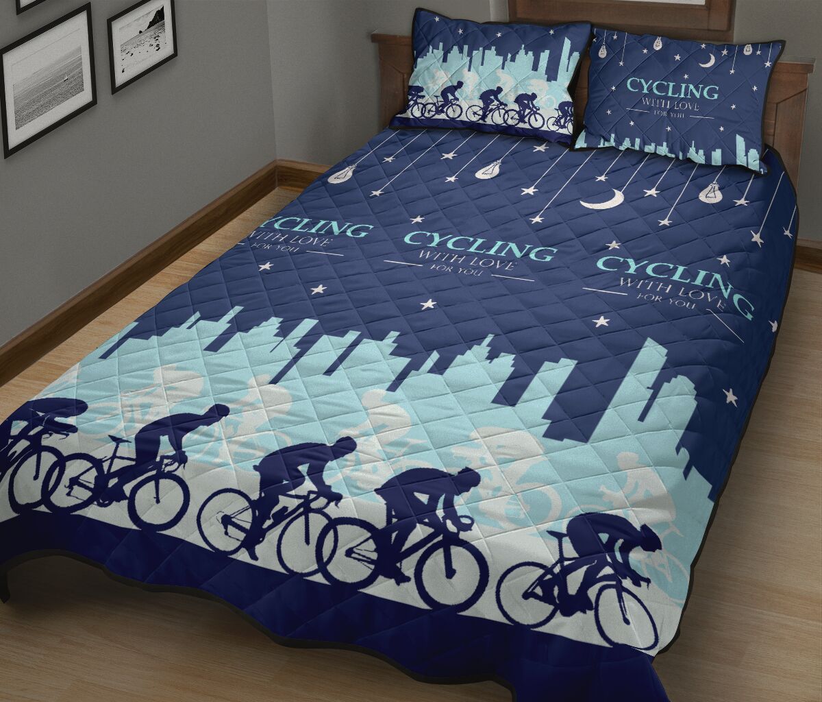 Cycling City - Quilt Bed Set - Love Quilt Bedding Set