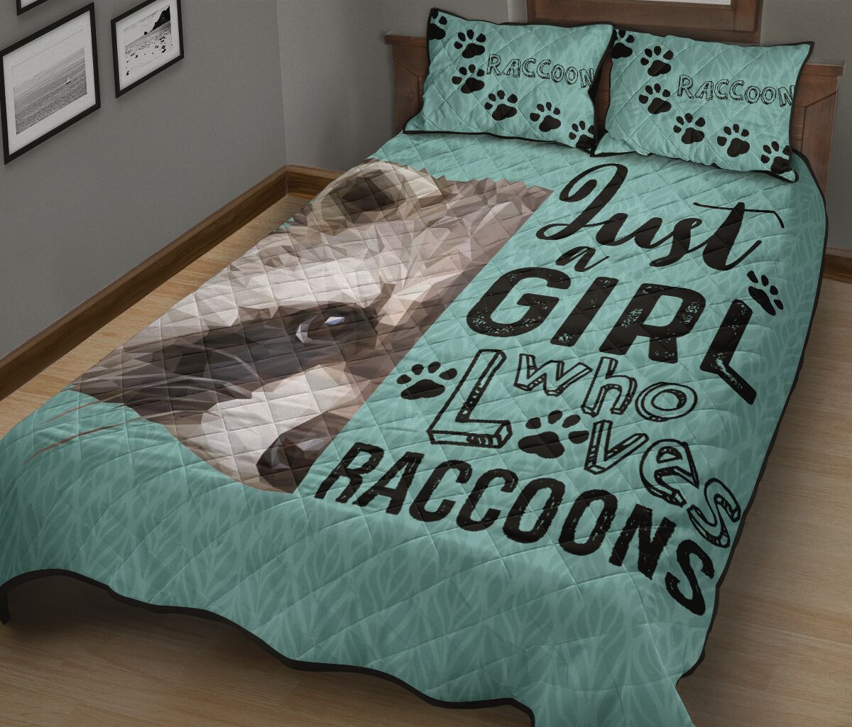 Raccoon Quilt Bed Set- Just A Girl Who Loves Raccoons 73 - Love Quilt Bedding Set