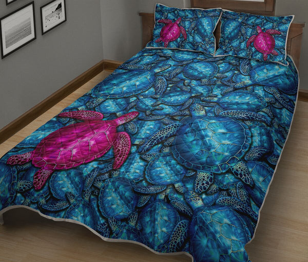 Turtle Piled - Quilt Bed Set - Love Quilt Bedding Set