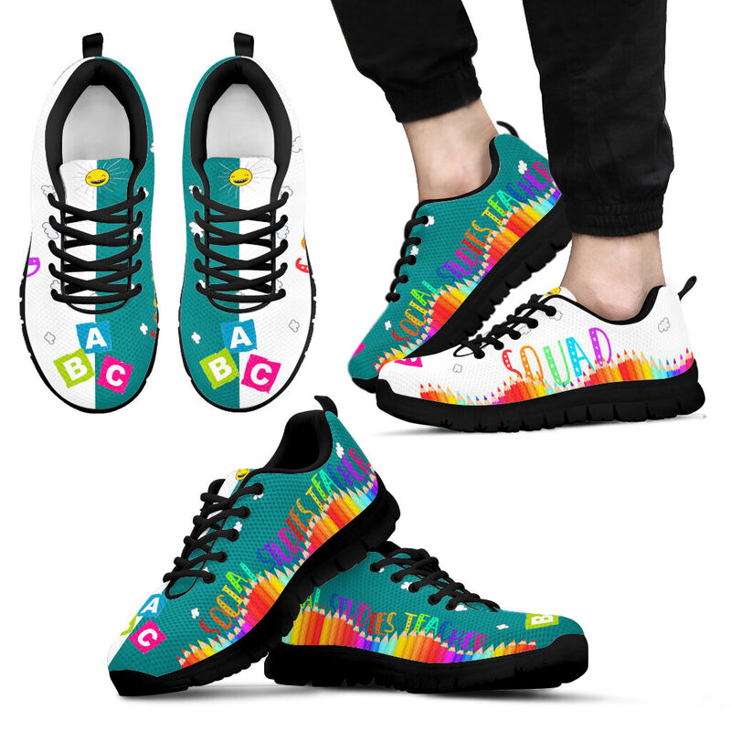 Social Studies Teacher Squad Teal White Kd Sneakers, Runni- Love Sneakers