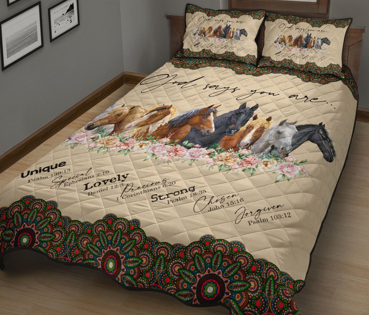 Horse - Quilt Bed Set 96 - Love Quilt Bedding Set