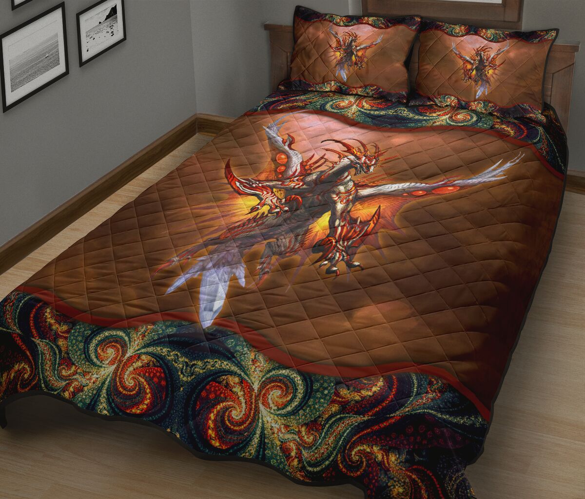Dragon Quilt Bed Set 8- Love Quilt Bedding Set