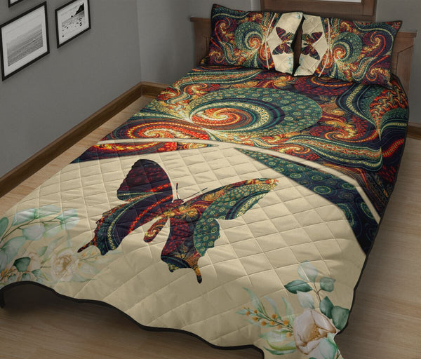 Butterfly Abstract Style Quilt Bed Set - Love Quilt Bedding Set