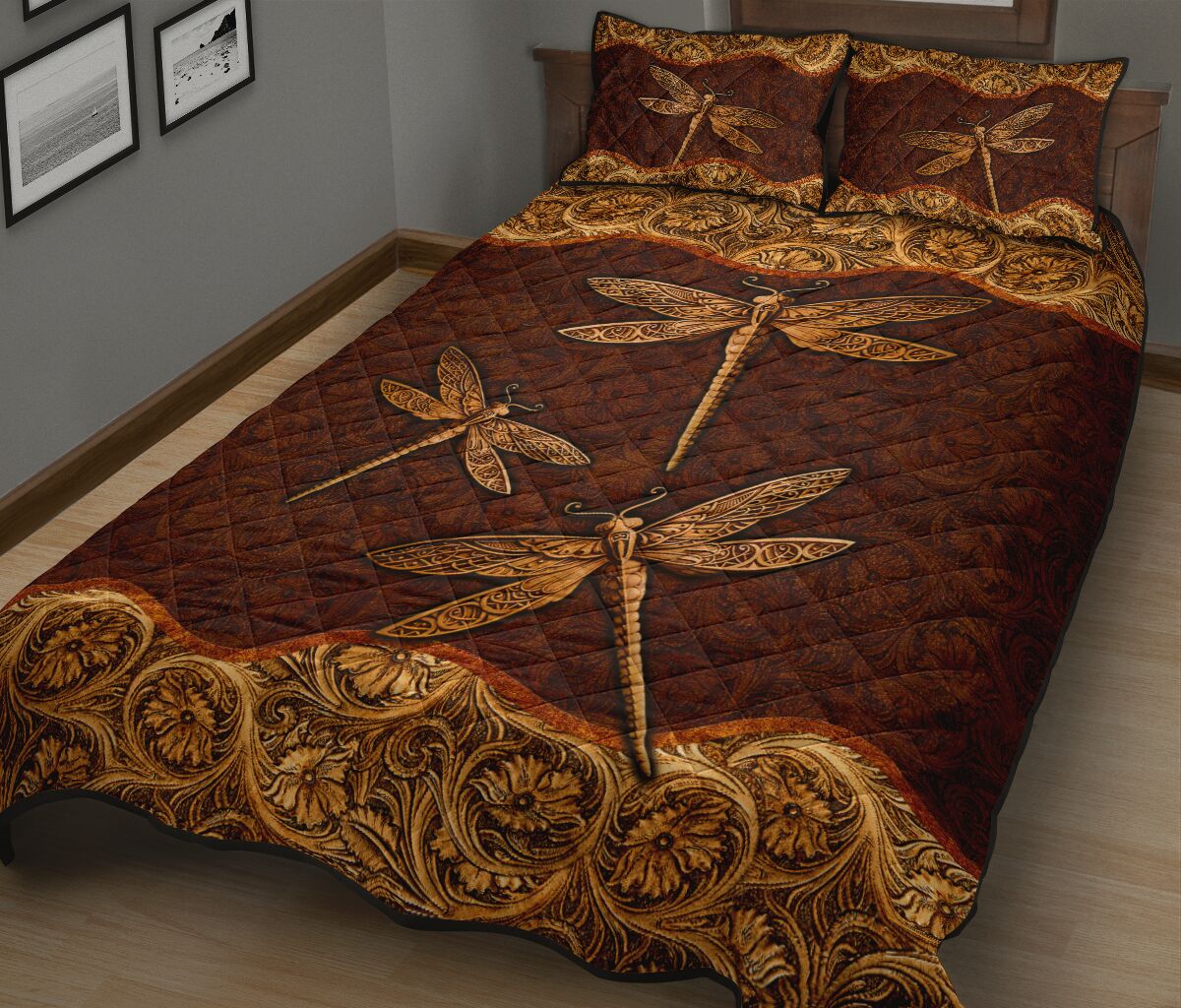 Dragonfly Sculpture Quilt Bed Set - Love Quilt Bedding Set