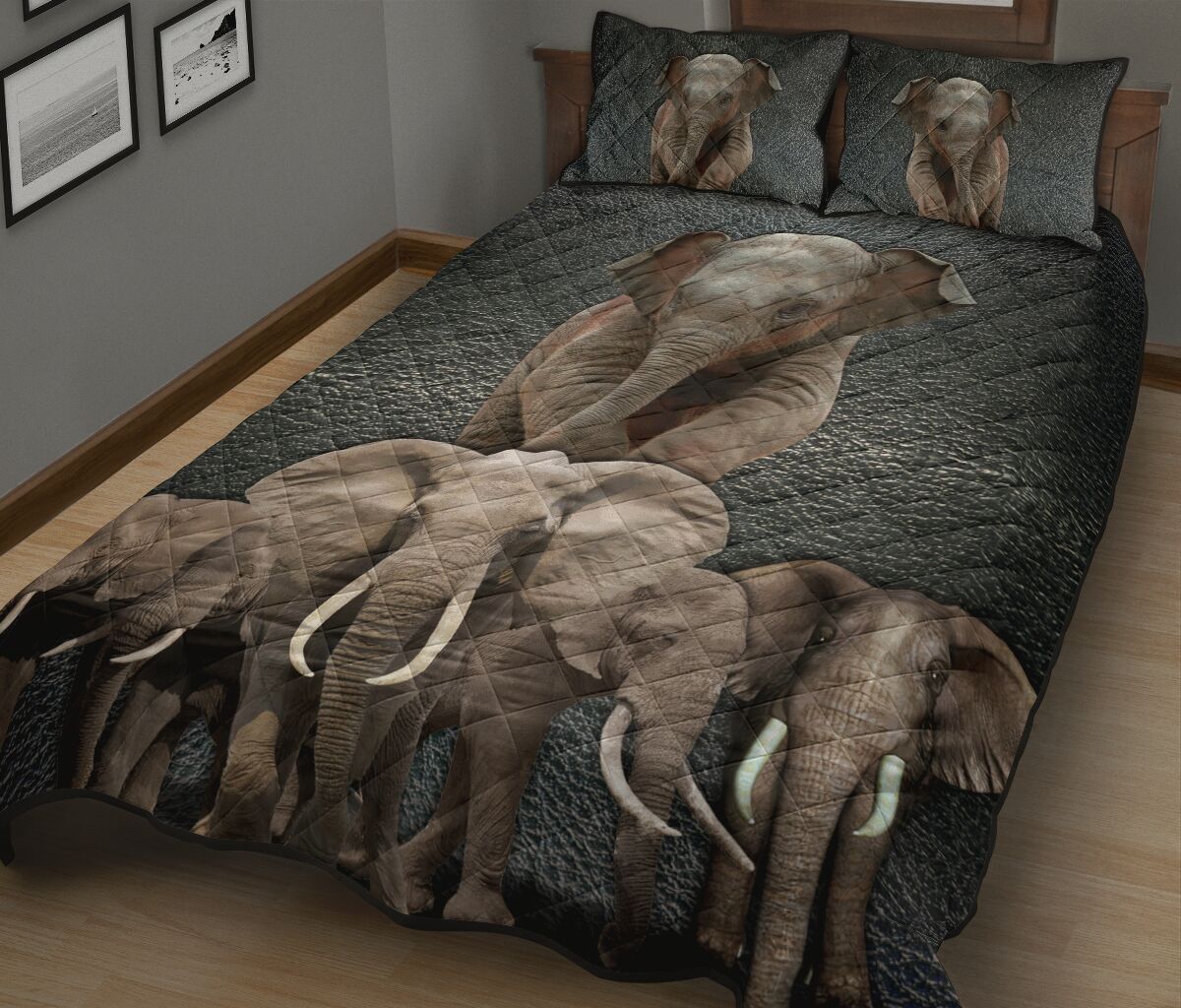 Elephant Feather Skin Background Real Style Quilt Bed Set - Love Quilt Bedding Set