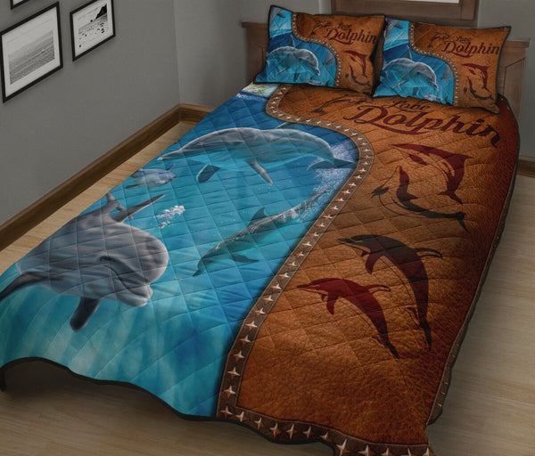 Dolphin Leather Style Quilt Bed Set - Love Quilt Bedding Set