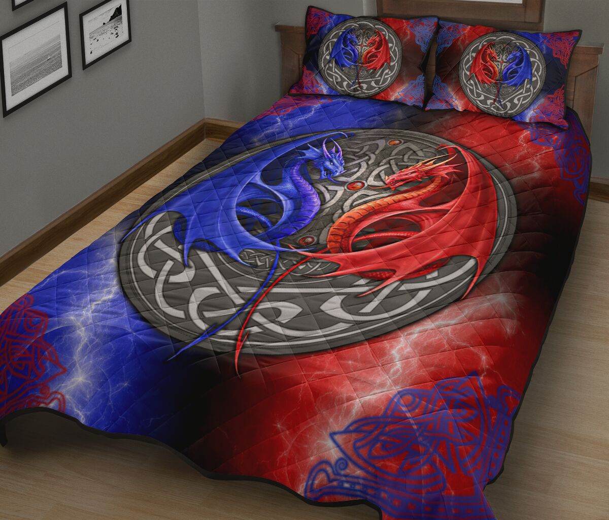 Dragon Celtic Style Quilt Bed Set - Love Quilt Bedding Set