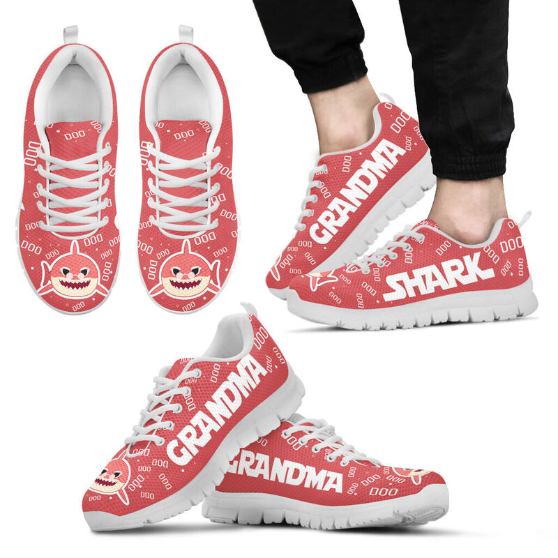 Grandma Shark Pink Sneakers, Running Shoes, Shoes For Women, Shoes For Men, Custom Shoes, L- Love Sneakers