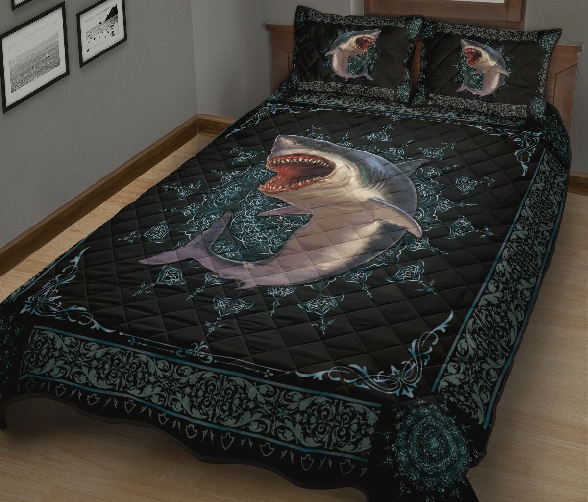 Shark Sea Animal Mandala Style Quilt Bed Set- Love Quilt Bedding Set