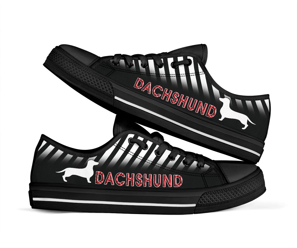 Dachshund Black Low Top Shoes - Love Low Top Shoes