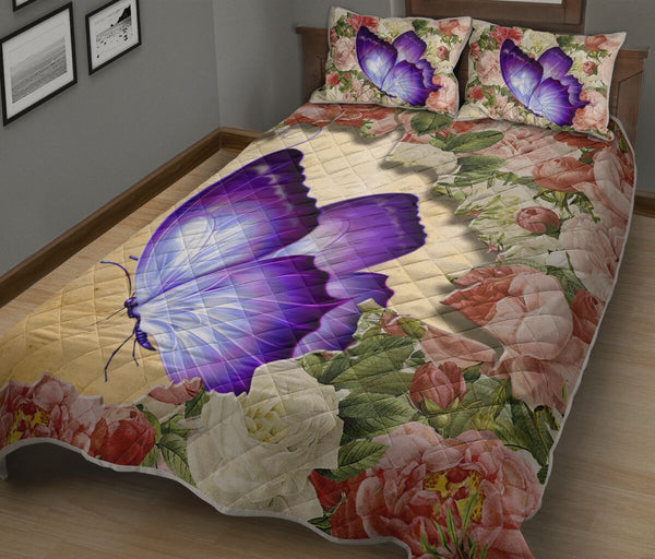 Butterfly Flower Tear Quilt Bed Set- Love Quilt Bedding Set