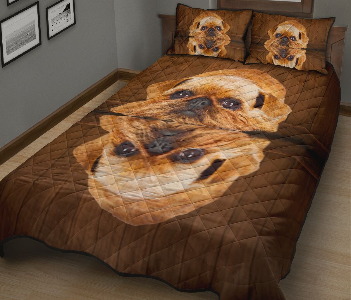 Griffon Brussels Dog Quilt Bed Set- Love Quilt Bedding Set