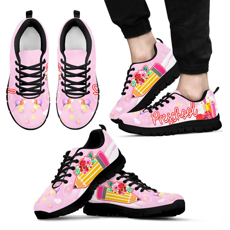 Preschool Pencil Flower Sneakers, Running Shoes, Shoes For Women, Shoes For Men, Custom Shoe- Love Sneakers