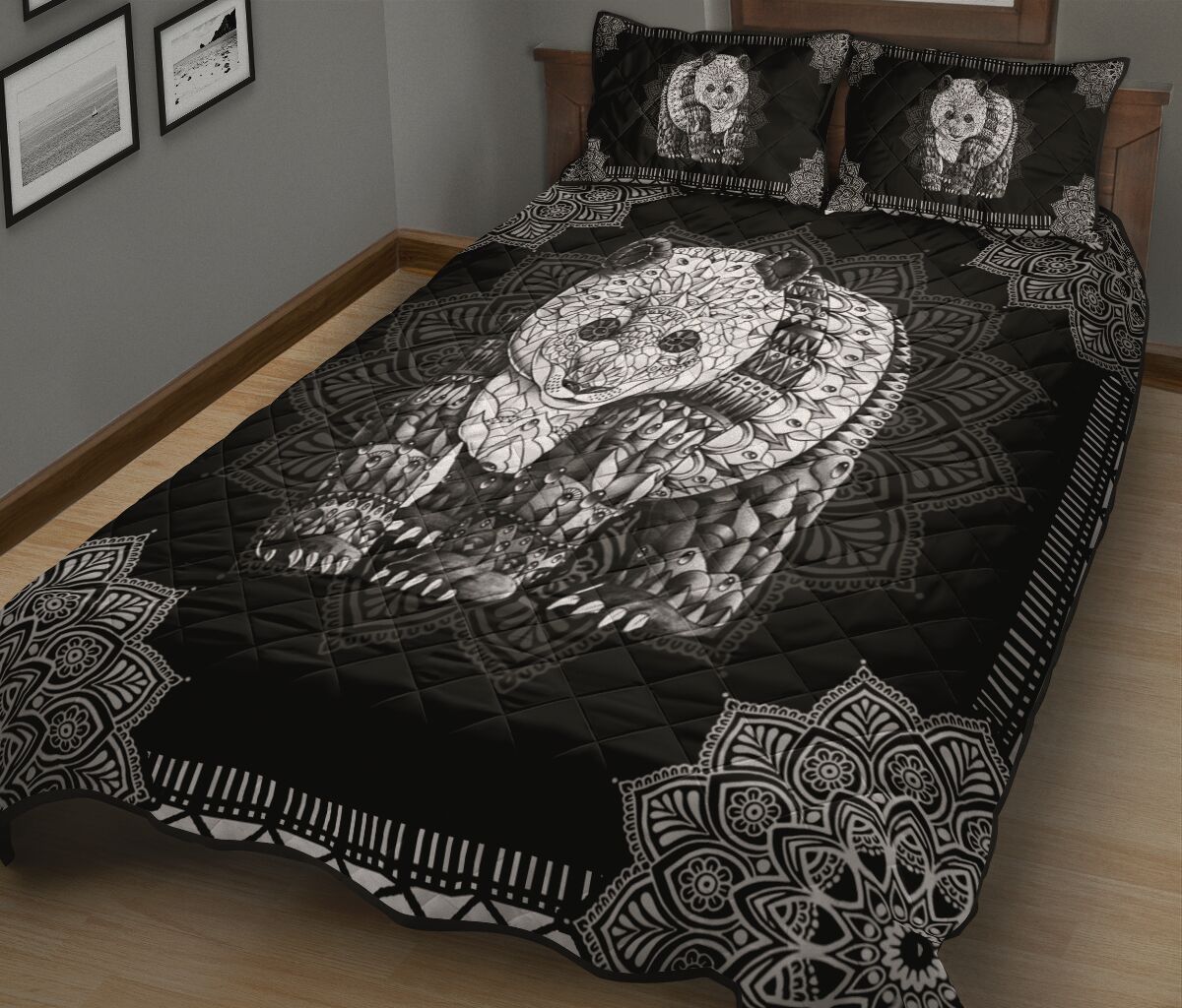 Panda Quilt Bed Set 25 - Love Quilt Bedding Set