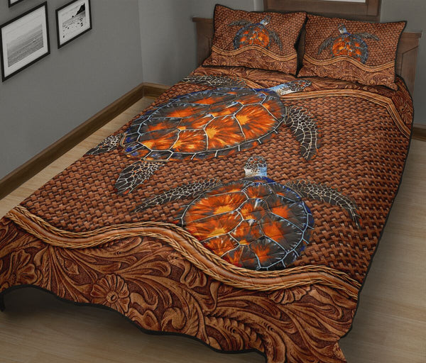 Turtle Carving Style Quilt Bed Set - Love Quilt Bedding Set