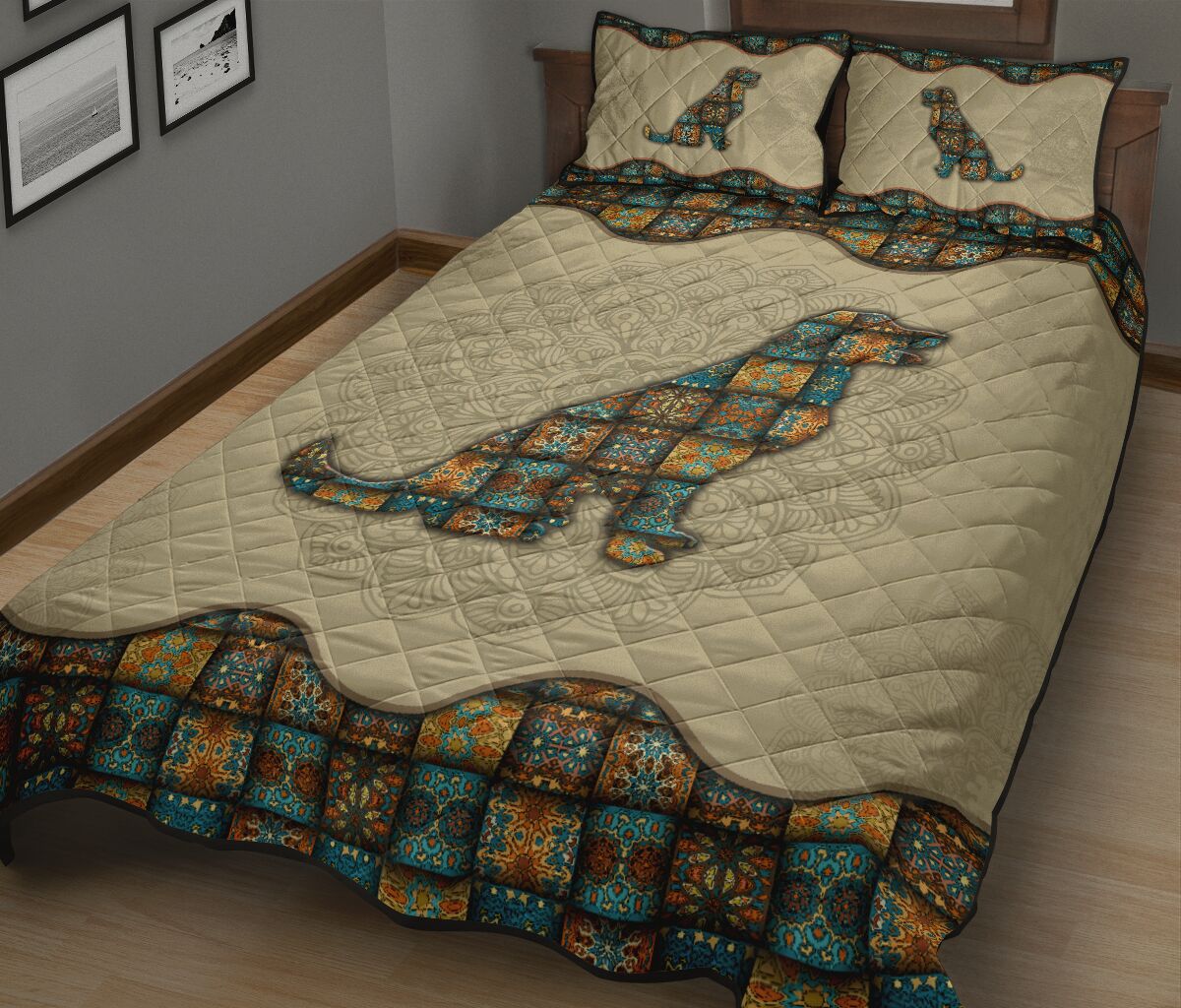 Quilt Bed Set - Mandala - Golden Retriever 78 - Love Quilt Bedding Set