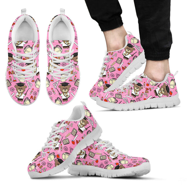 Teddy Bear Teacher Pink Shoes Sneakers, Runni- Love Sneakers