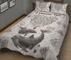 Dolphin Heart I Choose You Quotes Drawn Style Quilt Bed Set- Love Quilt Bedding Set