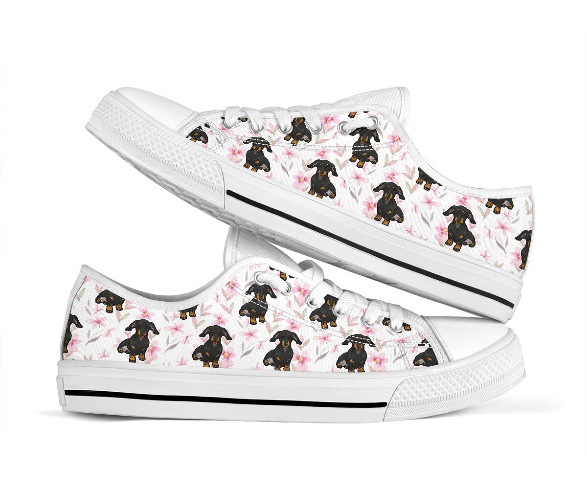 Dachshund Flower Pink Low Top Shoes - Love Low Top Shoes