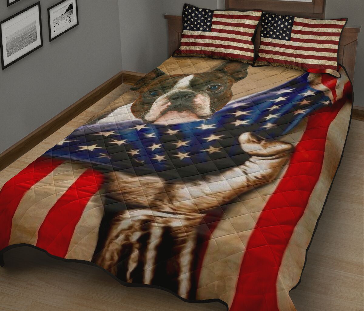 Boston Terrier Quilt Bed Set 49 - Love Quilt Bedding Set