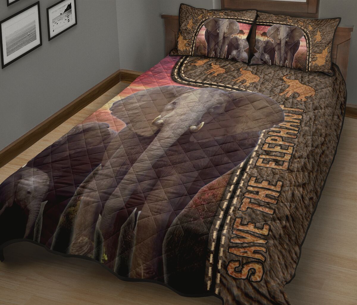 Save The Elephant - Bed Set - Love Quilt Bedding Set