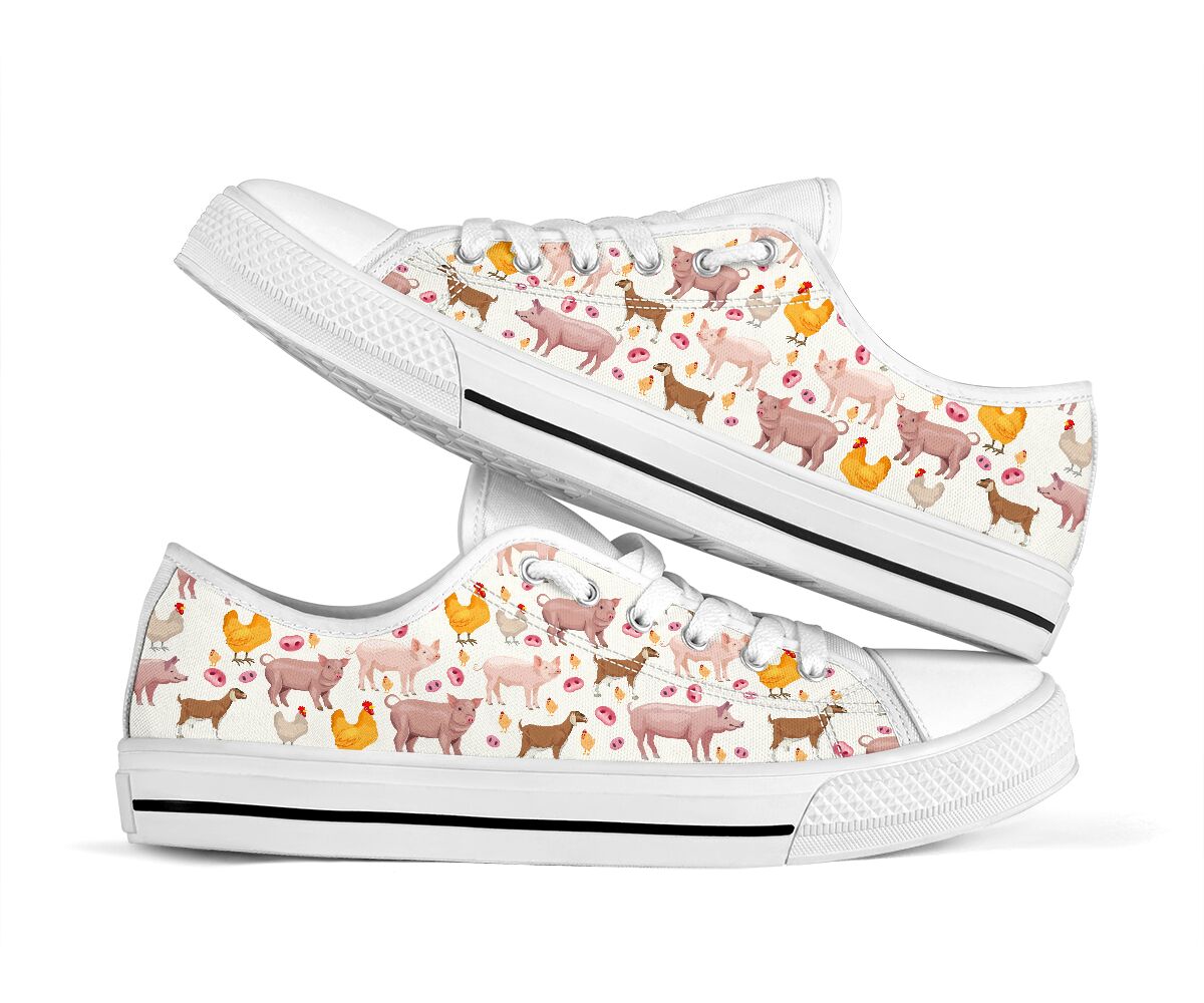 Chicken Pig Goat Collection Low Top  Shoes