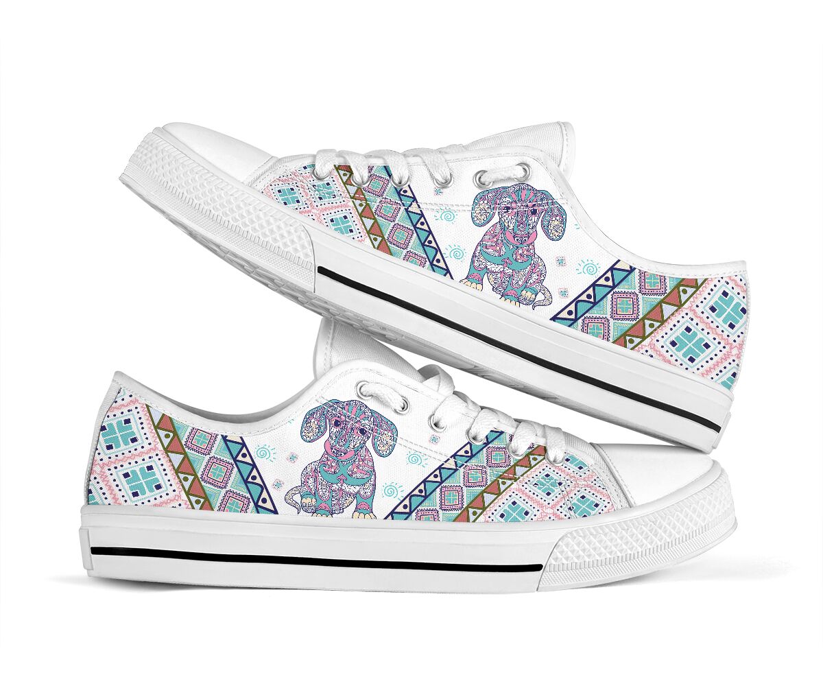 Dachshund Boho Floral - Low Top Shoe - Love Love Top Shoes