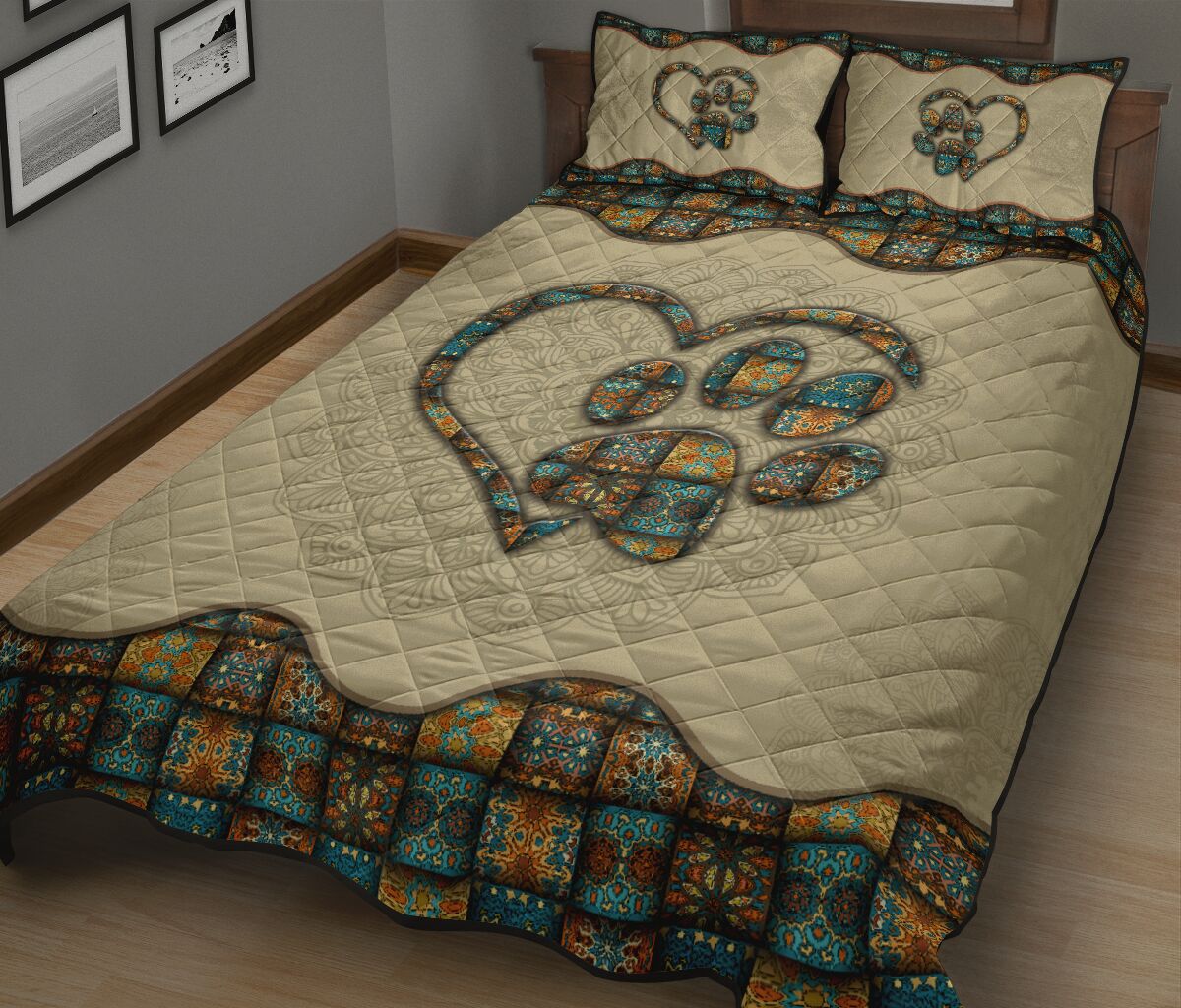 Quilt Bed Set - Mandala - Paw Heart 35 - Love Quilt Bedding Set