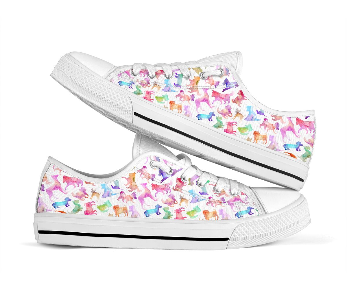 Dog Watercolor Silhouette Low Top - TlShoes