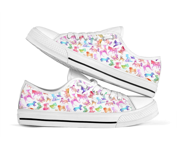 Dog Watercolor Silhouette Low Top - TlShoes