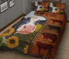 Cow Art Leather Style Quilt Bed Set - Love Quilt Bedding Set