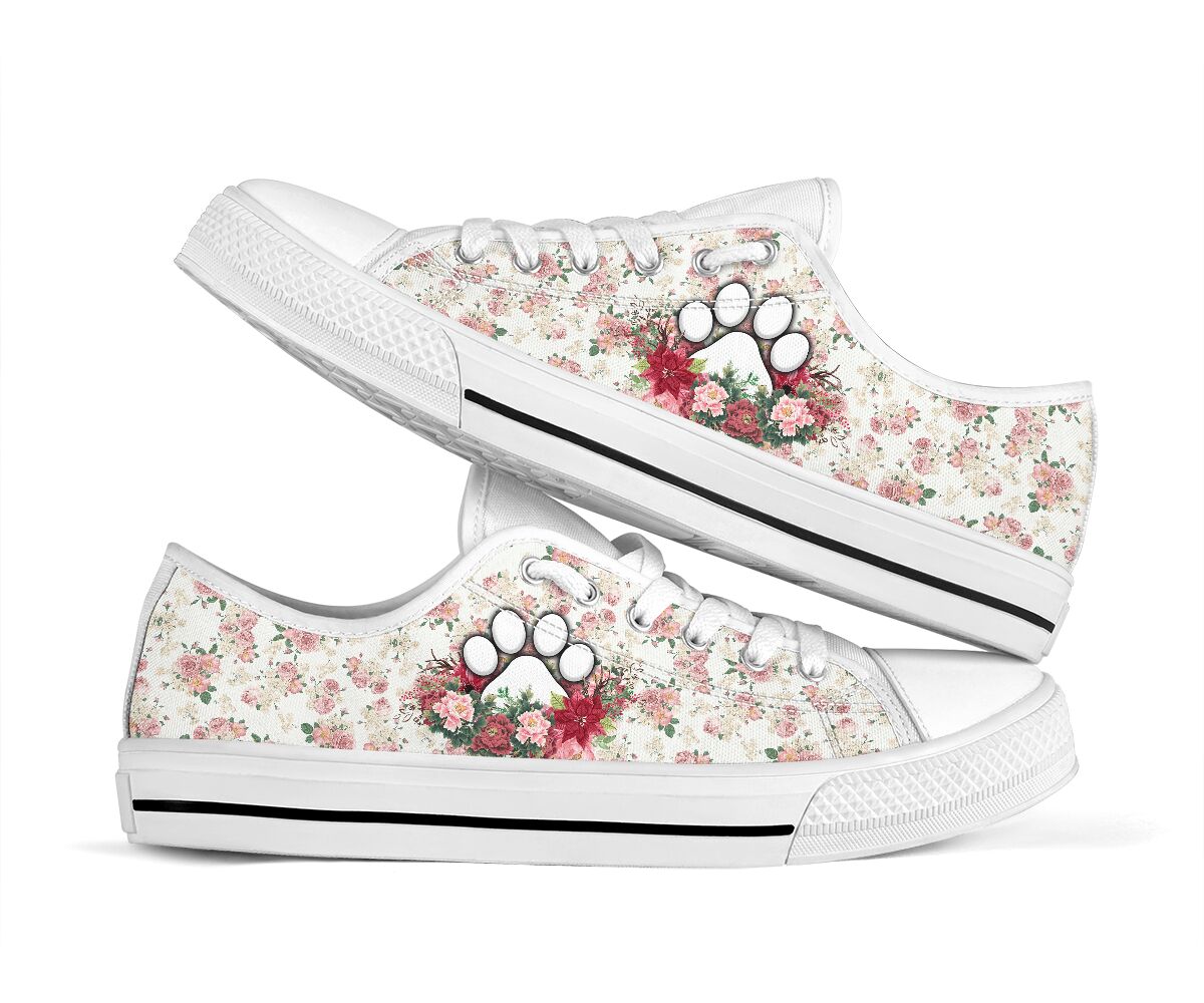 Dog Mom Flower Background - Low Top Shoe - Love Love Top Shoes