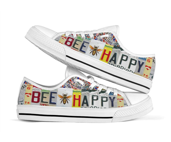 Bee Happy License Plates Low Top Shoes