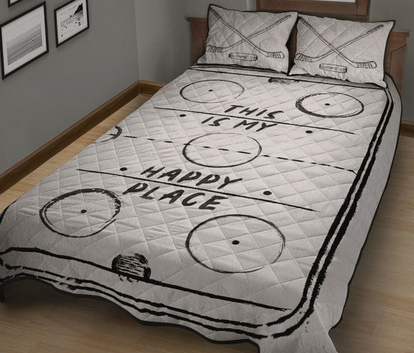 Hockey Happy Place - Quilt Bed Set - Nnd - Love Quilt Bedding Set