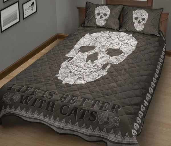 Quilt Bed Set - Skull Cat 19 - Love Quilt Bedding Set