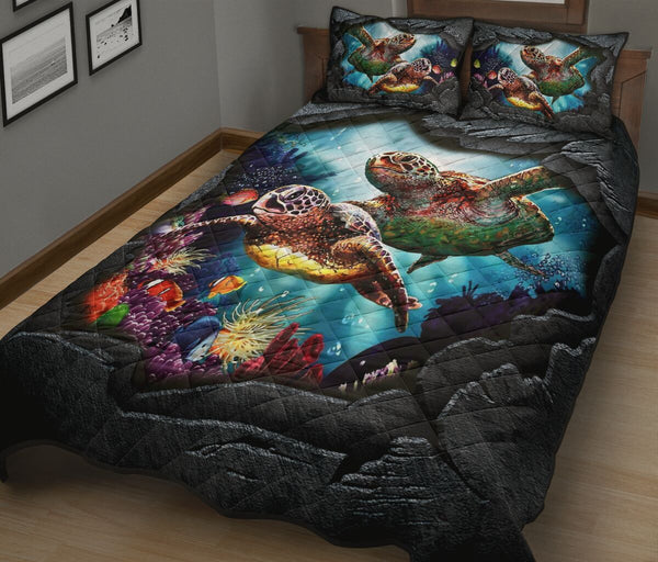 Turtle Art Quilt Bed Set - Love Quilt Bedding Set