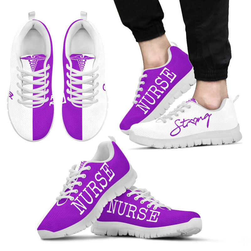 Nurse Strong Purple White Sneakers, Running Shoes, Shoes For Women, Shoes For Men, Custom Sh- Love Sneakers