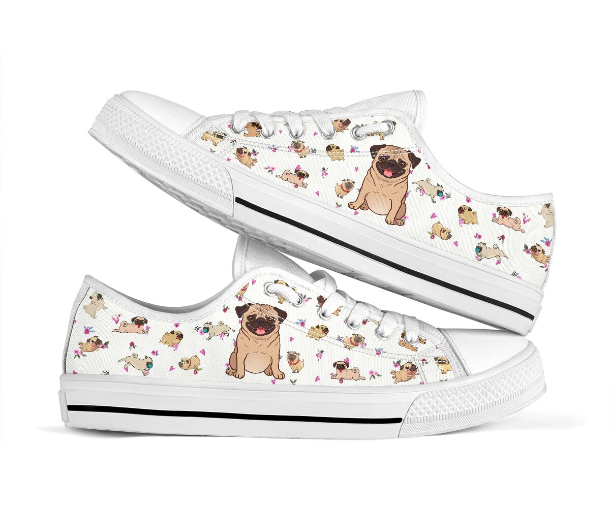 Pug Pattern Pug Low Top Shoe - Love Love Top Shoes
