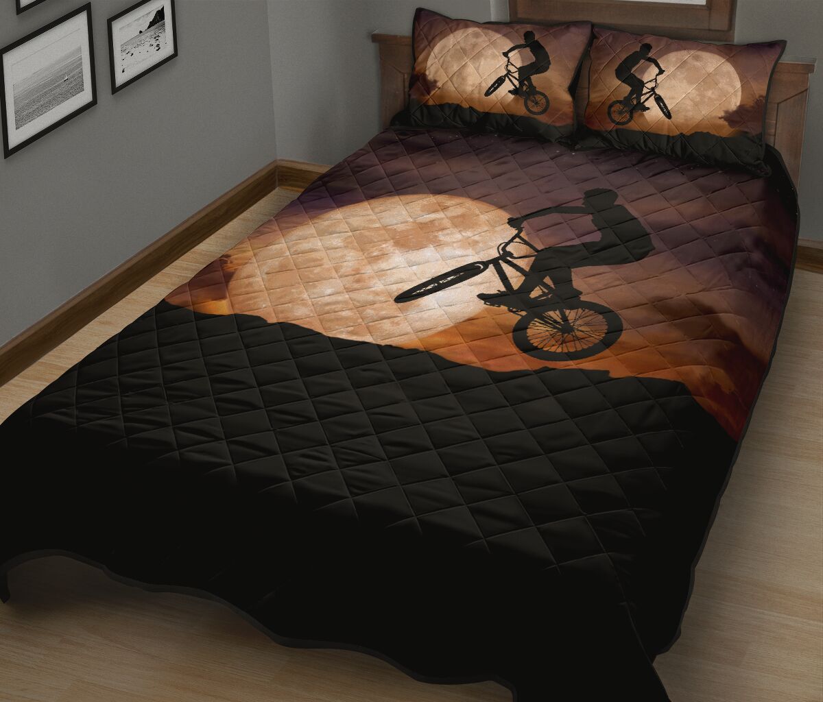 Bmx With Moon - Bed Set - Love Quilt Bedding Set