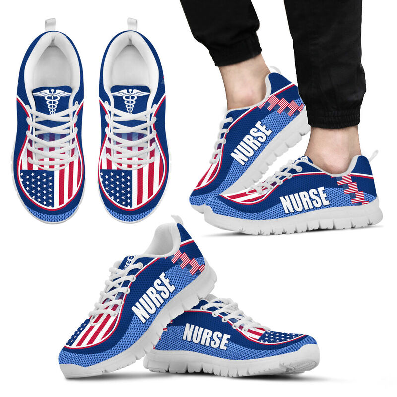 Nurse America Flag Cl Shoes Sneakers, Running Shoes, Shoes For Women, Shoes For Men, Custom - Love Sneakers