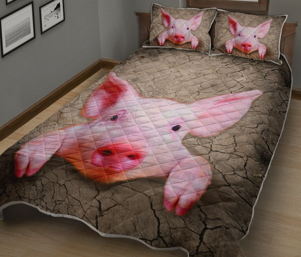 Pig Dry Soil Cracking 3d Red - Love Quilt Bedding Set