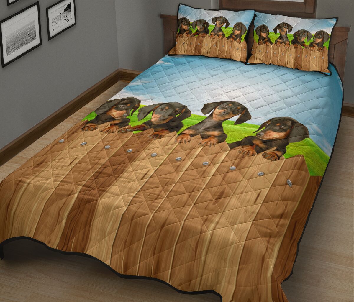 Dachshund Fence - Bed Set - Love Quilt Bedding Set