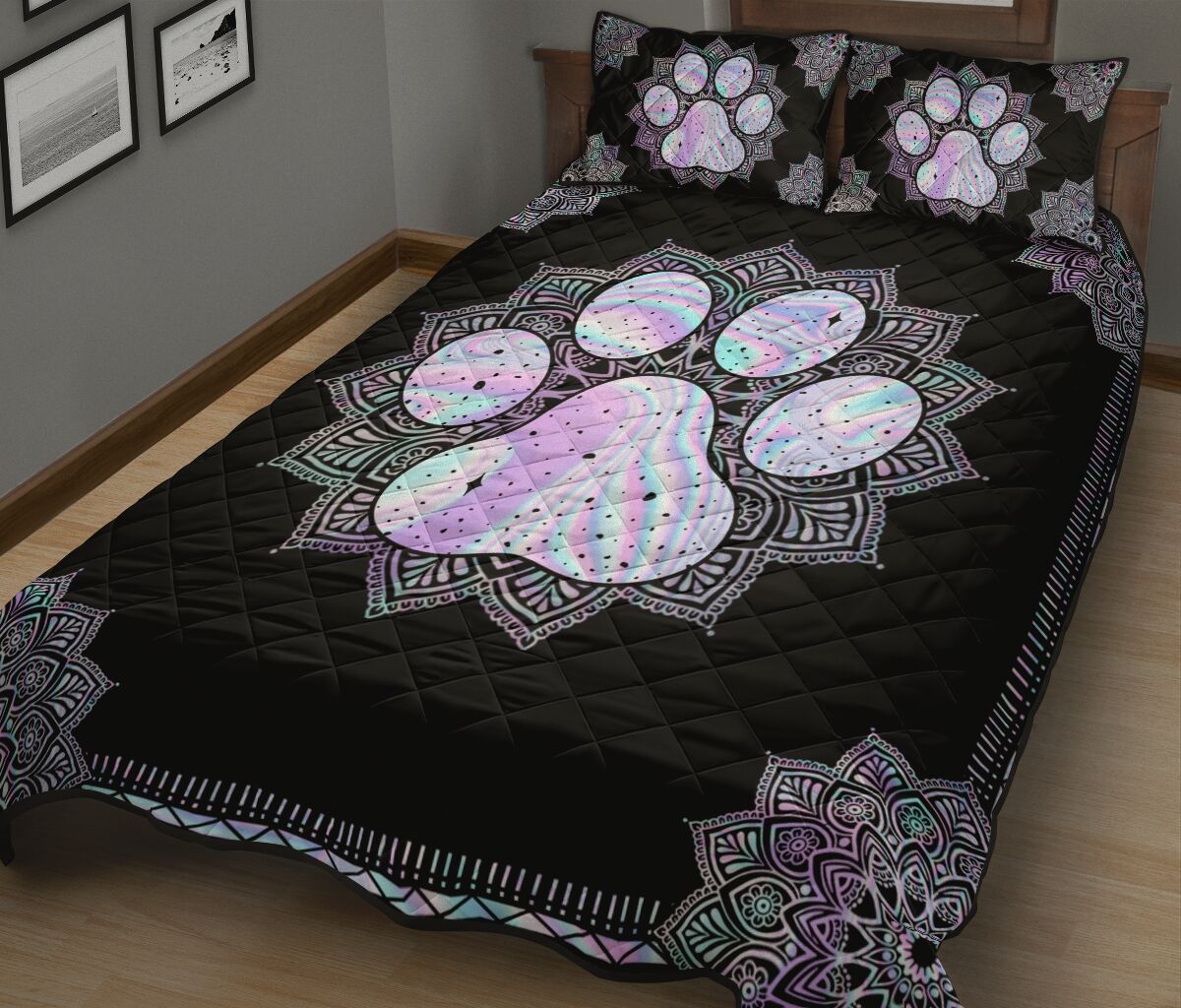 Quilt Bed Set - Mandala - Dog  - Love Quilt Bedding Set