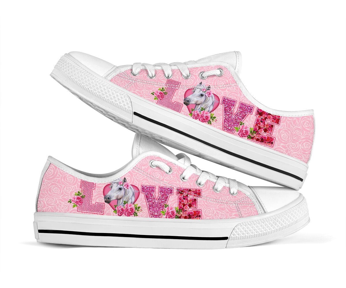 Horse Love Rose Pink Lowtop Shoes