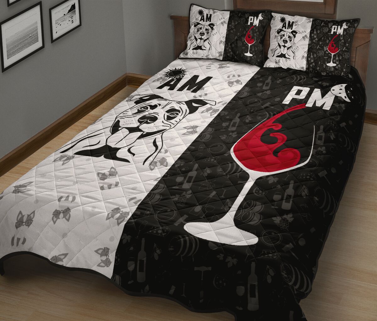 Staffordshire Bull Terier Dog Quilt Bed Set - Love Quilt Bedding Set