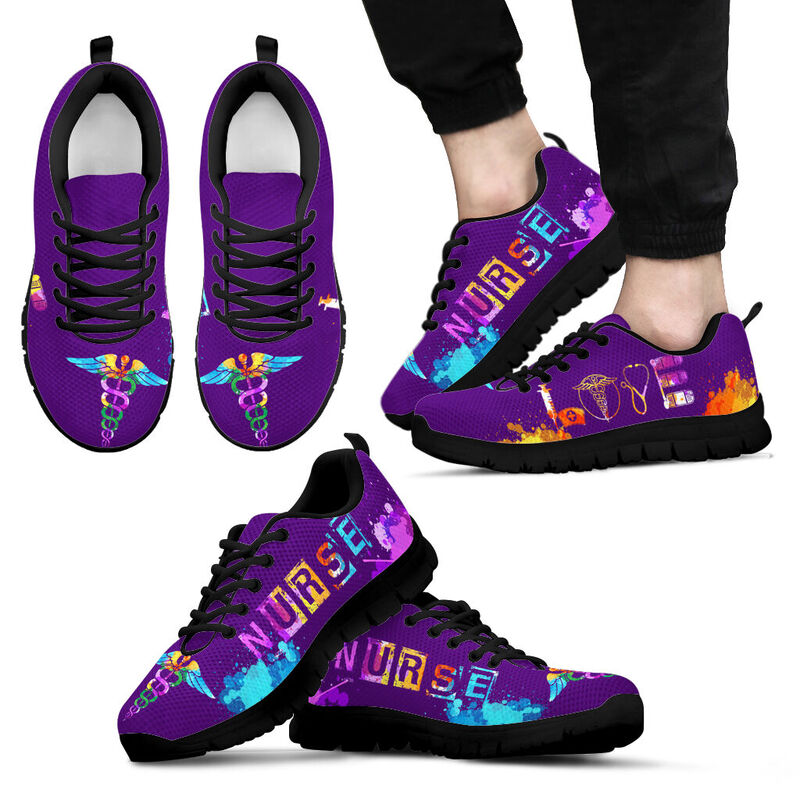 Love Nurse- Purple Sneakers, Running Shoes, Shoes For Women, Shoes For Men, Custom Shoes, L- Love Sneakers